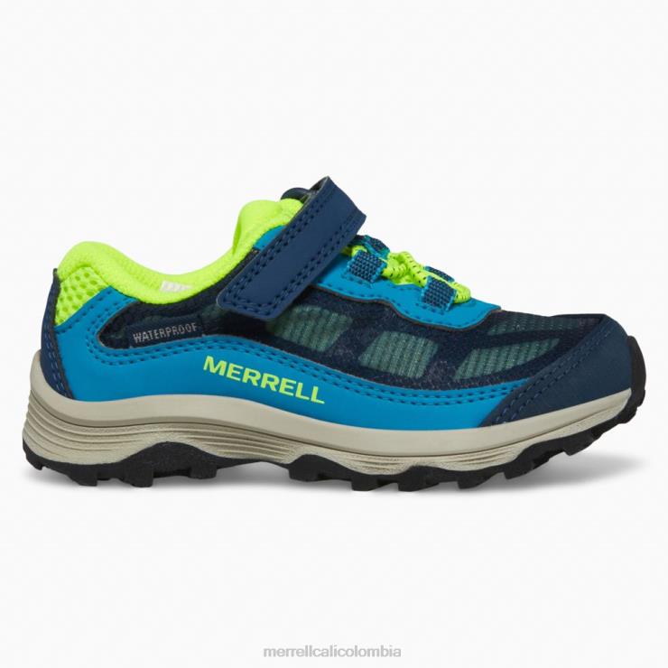 82LP61368 azul marino/alta visibilidad niños Merrell moab velocidad baja aire acondicionado jr. zapatilla impermeable (ml267122) zapatos