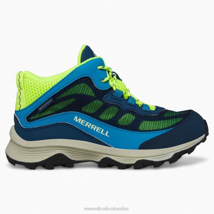 82LP61380 azul marino/alta visibilidad niños Merrell moab speed mid impermeable (mk266776) zapatos