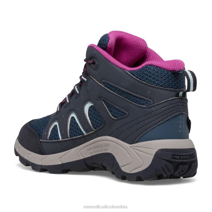 82LP61443 azul marino/turquesa/fucsia niños Merrell Bota impermeable con cordones Oakcreek (mk166227) zapatos