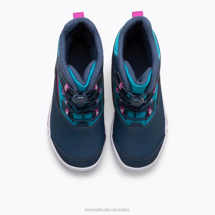82LP61483 azul marino/turquesa niños Merrell Bota banco de nieve 3.0 (mk165186k) zapatos